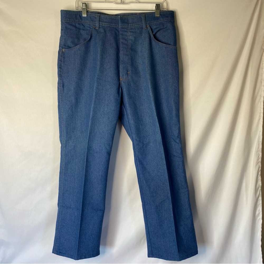 WRANGLER MENS BLUE JEANS SZ 36x29 STRAIGHT LEG *HEMMED to 27" INSEAM COTTON/POLY